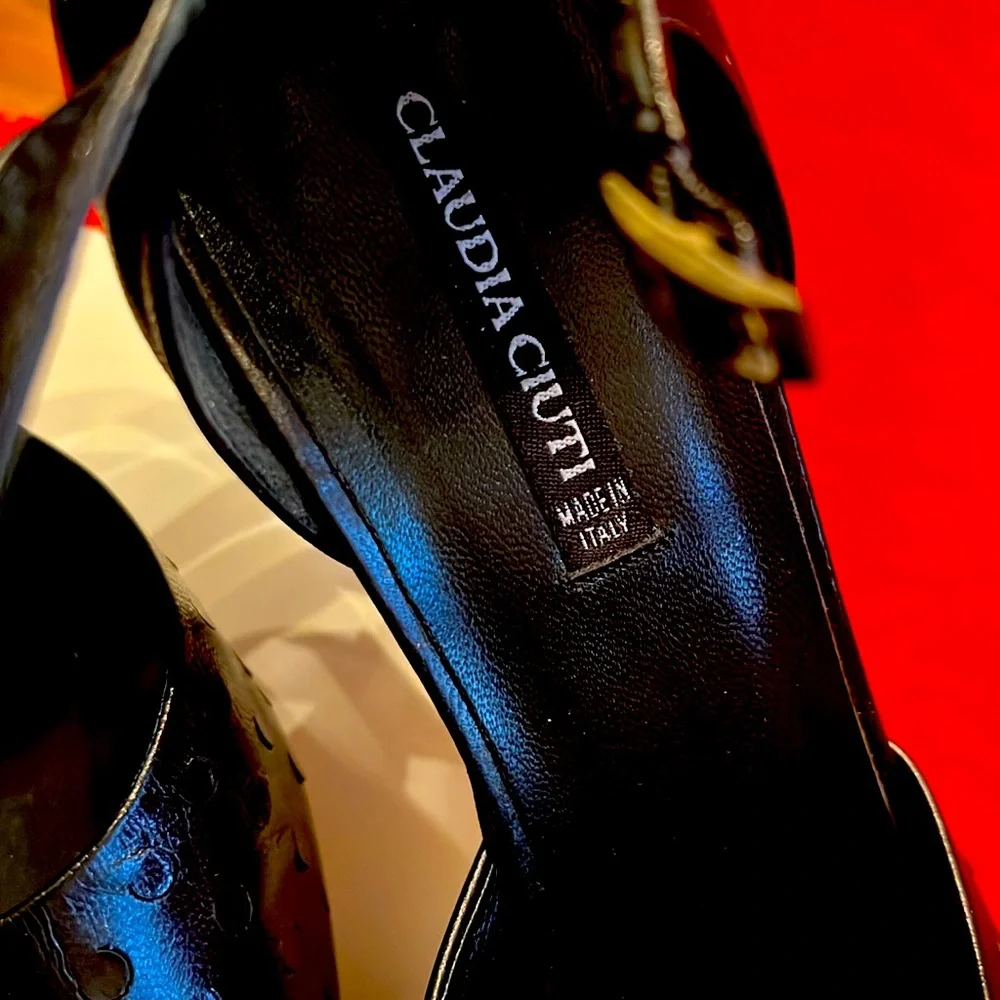 NWOTIB 🍁🔥Claudia CiutiBlack KidAll leather.Italy.S8Pointed Ankle shoeElegant🥰